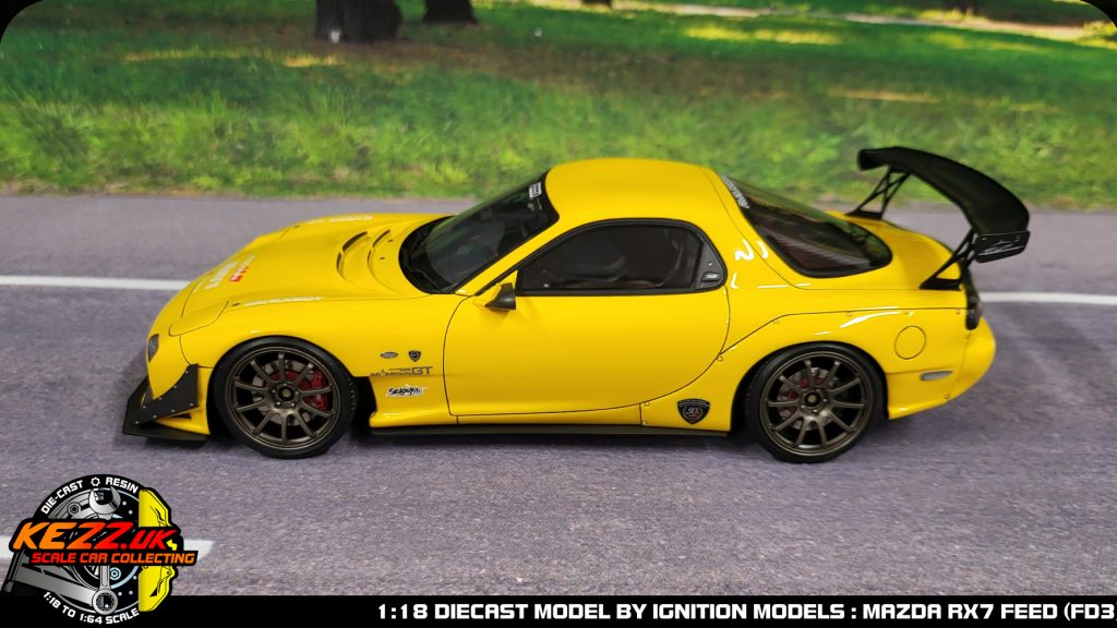 1/18 scale Mazda RX-7 by Ignition Models, Feed Fujita Engineering Resin Model - side top down View
